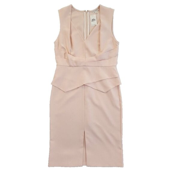 Miss Selfridge Bodycon Peplum Dress Women's Size 10 Peach Zip Back NWT NEW - Picture 1 of 12